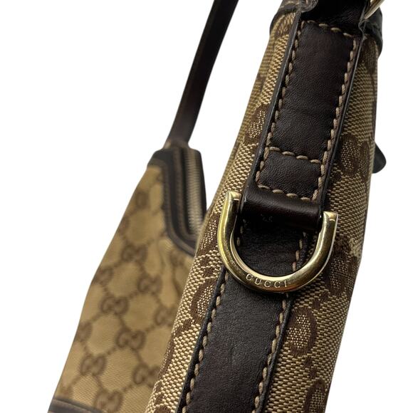 Gucci GG Monogram Britt Canvas Leather Hand Shoulder Hobo Bag Beige - Picture 4 of 11